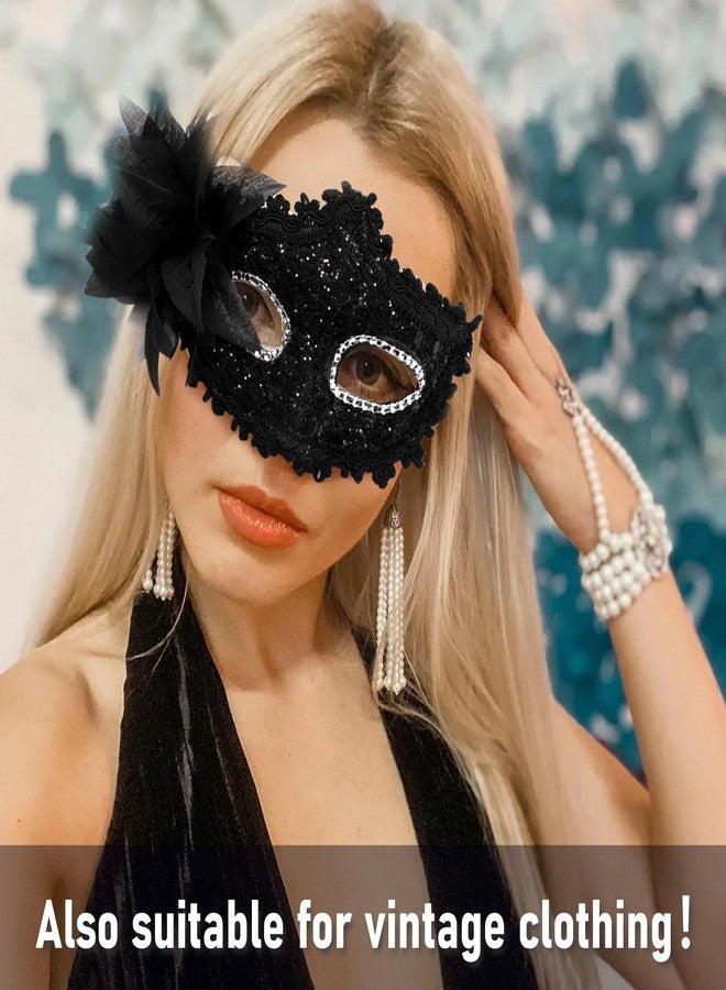 Plexaris 2 Pcs Masquerade Mask for Women and Men, Party Mask for Women, Fashion Black Eye Mask Halloween Costume for Ladies and Men, Cosplay Halloween Mask, Masquerade Mask for Women Black - Image 4