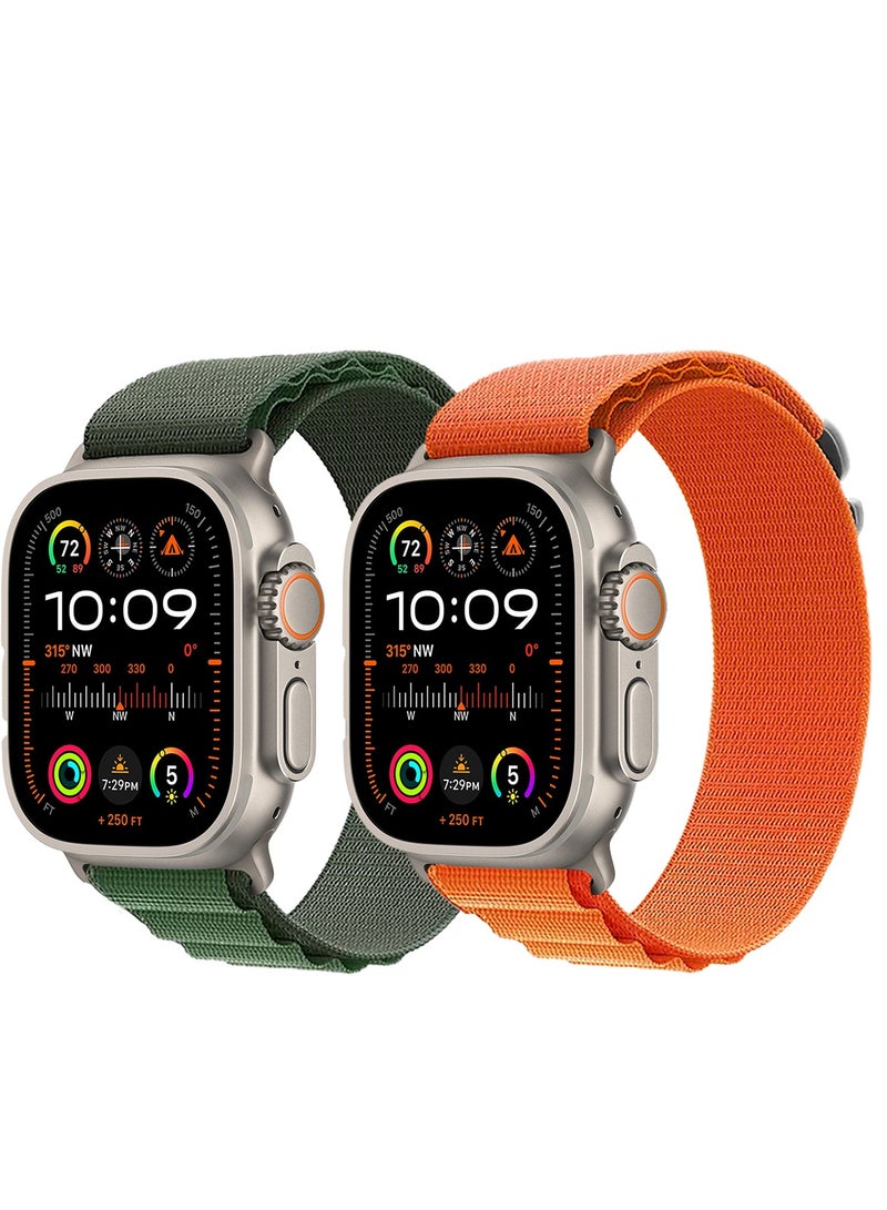 Tersely (2 Pack) Alpine Loop Nylon Band Compatible with Apple Watch Ultra 42mm 44mm 45mm 49mm,Adjustable Sport with Titanium G-Hook Braided bands for iWatch Series 8/7/6/5/4/3/2/1/SE - Image 1