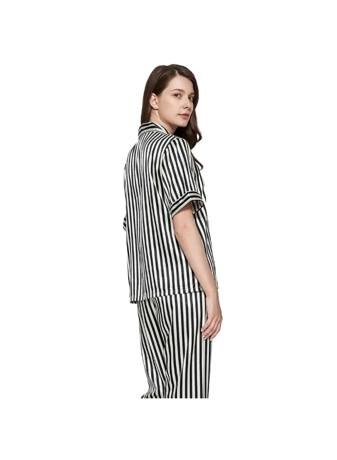 Caprisious Striped Pajama Set for Women - Comfortable and Stylish Sleepwear in Black and White