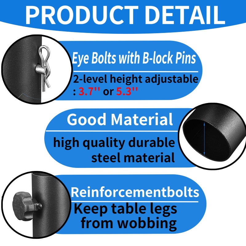 VinBee Folding Table Risers,Folding Table Leg Extenders,2-Levels Height Adjustable Risers for DIY & Back Pain Relief for Office,Dining,Standing Desk 4 Pack (7.7 inch)-Legs for Furniture - Image 5