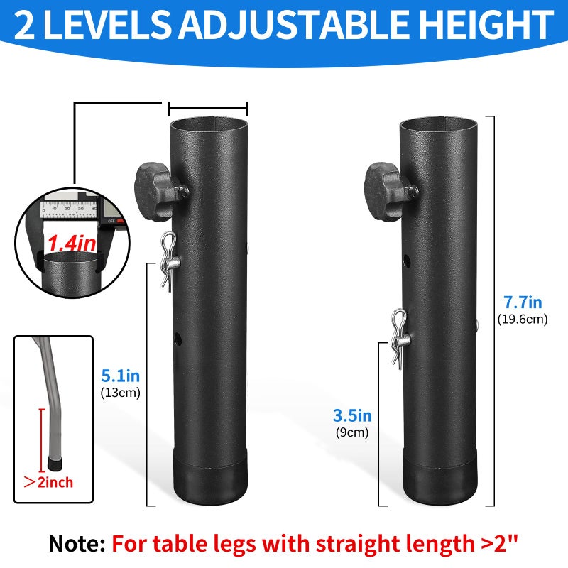 VinBee Folding Table Risers,Folding Table Leg Extenders,2-Levels Height Adjustable Risers for DIY & Back Pain Relief for Office,Dining,Standing Desk 4 Pack (7.7 inch)-Legs for Furniture - Image 2