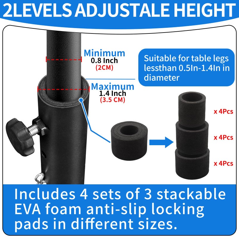 VinBee Folding Table Risers,Folding Table Leg Extenders,2-Levels Height Adjustable Risers for DIY & Back Pain Relief for Office,Dining,Standing Desk 4 Pack (7.7 inch)-Legs for Furniture - Image 3