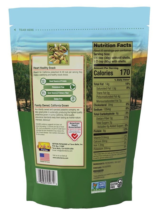 Setton Farms Premium Pistachios, Dry Roasted with Sea Salt, 12 Oz. Bag - Image 2