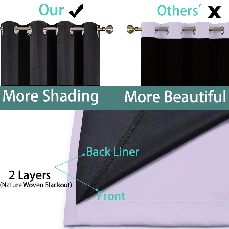 Yakamok 2 Thick Layers 100% Completely Blackout Window Curtains Thermal Insulated Noise Reducing Drapes for Girl's Bedroom(52Wx90L  Lilac  2 Panels) - Image 5