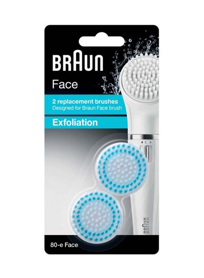 BRAUN 80E Replacement Face Exfoliation Brush Head Set - 2-Piece White/Blue - Image 2