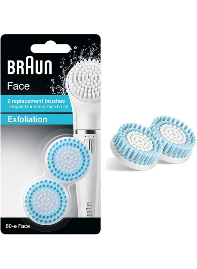 BRAUN 80E Replacement Face Exfoliation Brush Head Set - 2-Piece White/Blue - Image 3