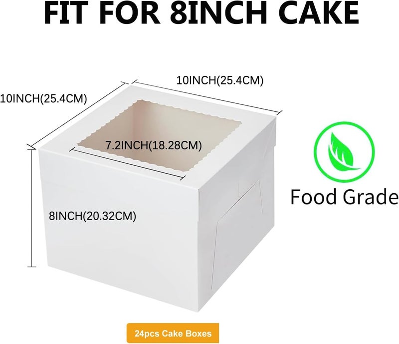 Packpal 30Pack Cake Boxes 10x10x8, Tall & Sturdy Bakery Boxes with Window, Easy Assembly, White Paper Boxes for Transporting Cakes, Gift Cakes For Wedding, Birthday, Halloween - Image 2