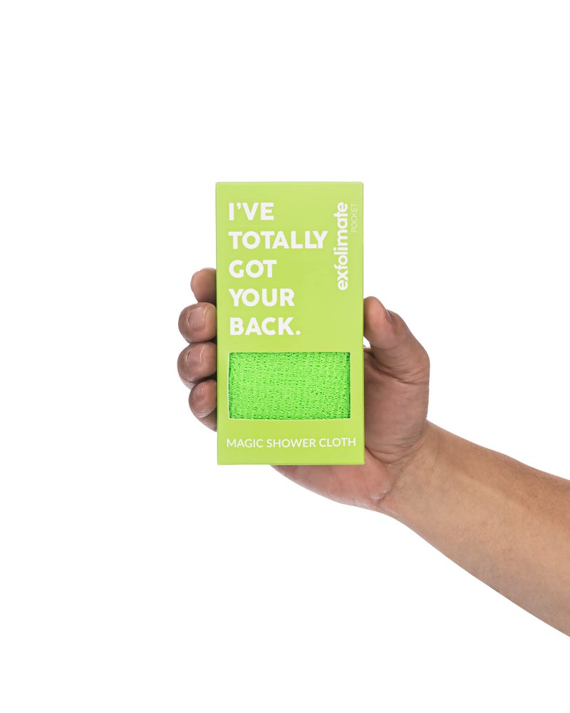 green heart labs ExfoliMATE | Magic Exfoliating Shower Cloth Gently Removes Dead Skin for a Youthful Clear Complexion (Pocket 2.0, Green) - Image 2