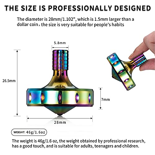 CHEETOP Precision Metal Spinning Top Long Lasting Spin Time and Perfect Balance Skilled Adult Easily Exceed 10 Mins Portable Stainless Steel EDC Office Desktop Game Toys M Iridescent - Image 5