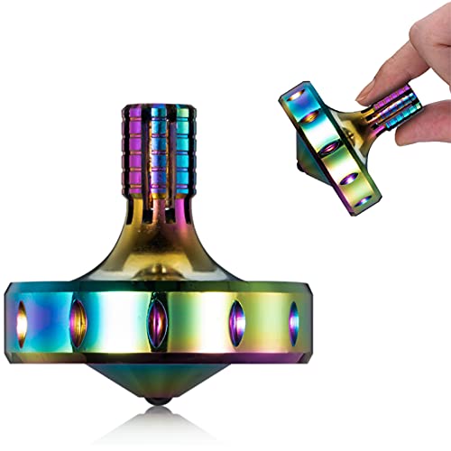 CHEETOP Precision Metal Spinning Top Long Lasting Spin Time and Perfect Balance Skilled Adult Easily Exceed 10 Mins Portable Stainless Steel EDC Office Desktop Game Toys M Iridescent - Image 1