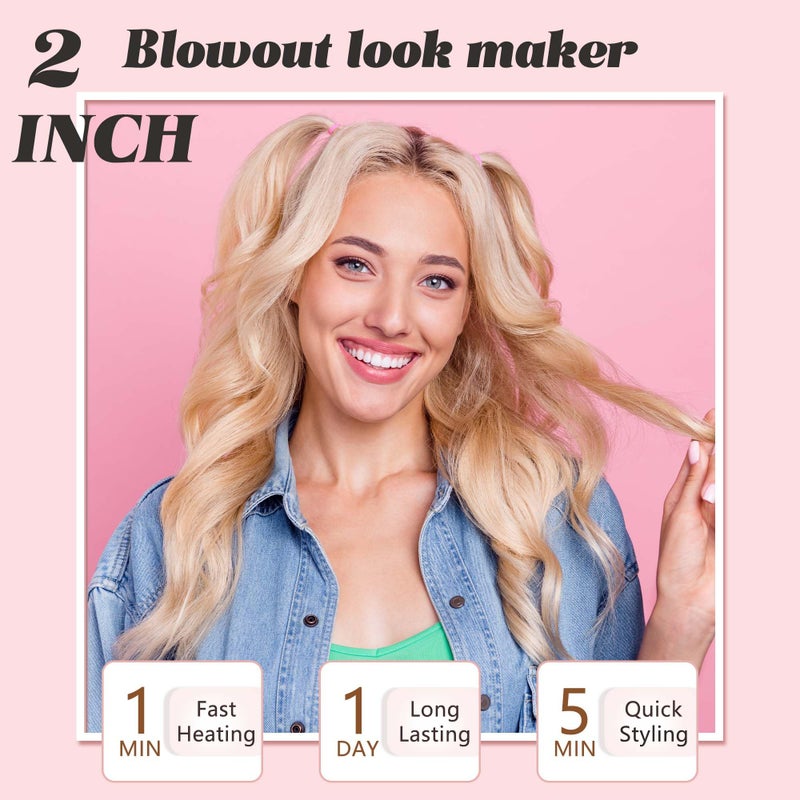 WEEYUM Large Curling Iron 2 Inch Barrel, Long Barrel Curling Wand for Hair, Ceramic Tourmaline Hair Styling Tool, Double Voltage, White - Image 2