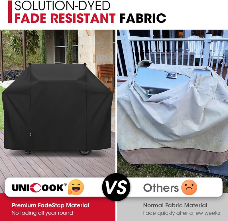 Unicook 58 Inch Grill Cover for Weber Genesis II, LX 300 Series and Genesis 300 Series Gas Grills, Heavy Duty Waterproof Fade Resistant BBQ Cover, All Weather Protection, Compared to Weber 7130 - Image 4