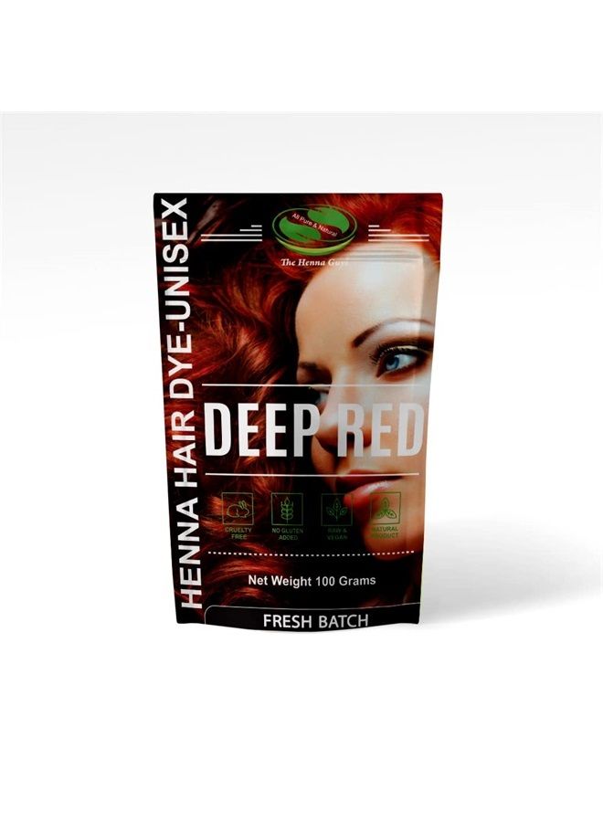 The Henna Guys 1 Pack Deep Red Henna Hair & Beard Color/Dye 100 Grams - Chemicals Free Hair Color - The Henna Guys - Image 1