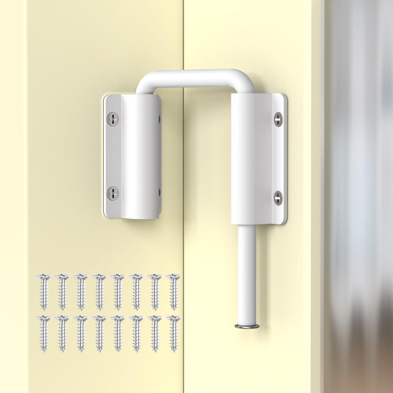 Mixizigoz New Patio Sliding Door Loop Lock - 2-3/8 Inch U-Shaped Loop Latch, 90/180 Degree Home Security Lock for Sliding Doors, Windows, Barns, Gardens, Screens (White-1 Pc) - Image 1