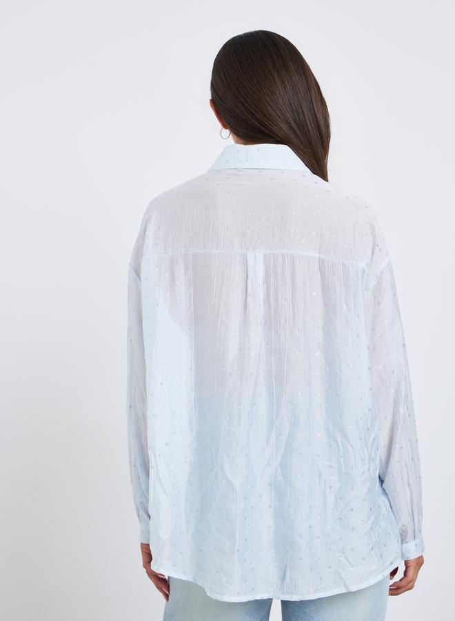 Styli Women Light Blue Long Sleeve Oversized Shirt - Image 5