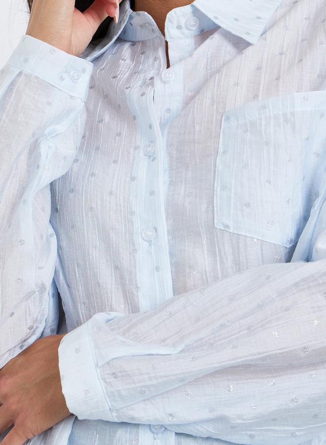 Styli Women Light Blue Long Sleeve Oversized Shirt - Image 4