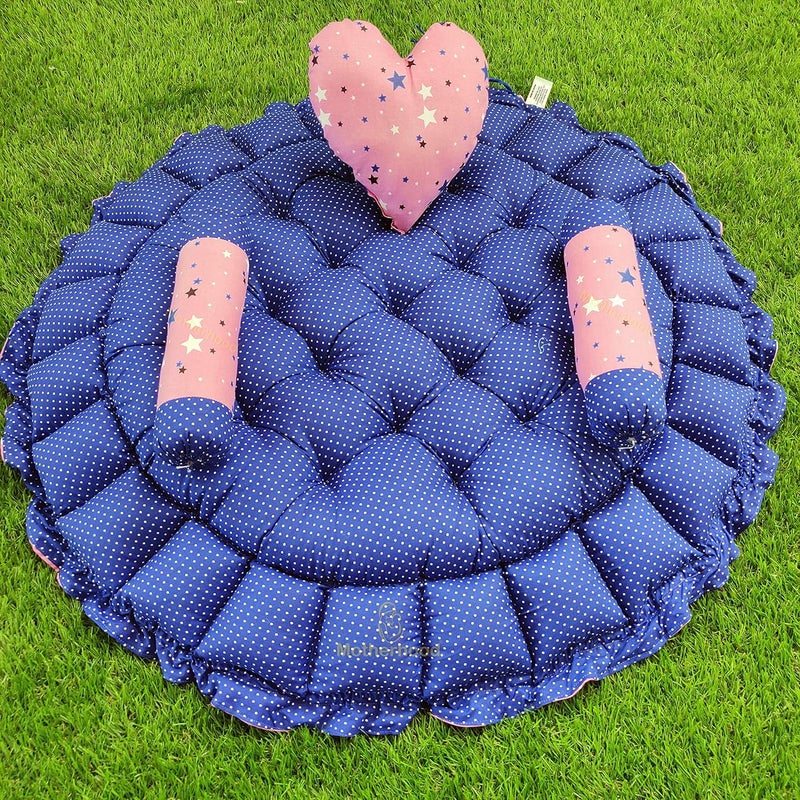 MOTHERHOOD MOTHERHOOD Round Baby Tub Bed 3 Baby Pillow Luxury Baby Mattress Bed Sleeper Bedding Set coSleeper Safe Cotton Fabric with RFilled UltraSoft Comfortable for Newborn to ToddlersPink - Image 1