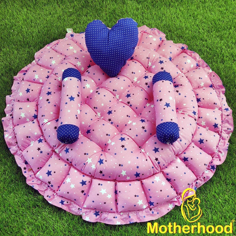 MOTHERHOOD MOTHERHOOD Round Baby Tub Bed 3 Baby Pillow Luxury Baby Mattress Bed Sleeper Bedding Set coSleeper Safe Cotton Fabric with RFilled UltraSoft Comfortable for Newborn to ToddlersPink - Image 4