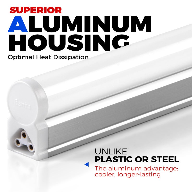 Barrina (Pack of 8 LED T5 Integrated Single Fixture, 4FT, 2200lm, 5000K, 20W, Utility Shop Light, Ceiling and Under Cabinet Light, ETL Listed, with Built-in ON/Off Switch - Image 2