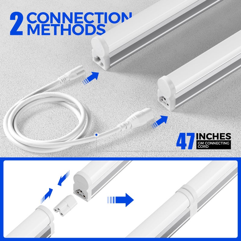 Barrina (Pack of 8 LED T5 Integrated Single Fixture, 4FT, 2200lm, 5000K, 20W, Utility Shop Light, Ceiling and Under Cabinet Light, ETL Listed, with Built-in ON/Off Switch - Image 5