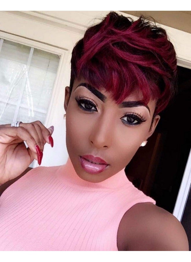 BeiSDWig BeiSD Short Pixie Cuts Hair Wigs for Women Girls Short Wigs with Bangs Synthetic Wigs for Black/White Women (X1012)  - Image 2