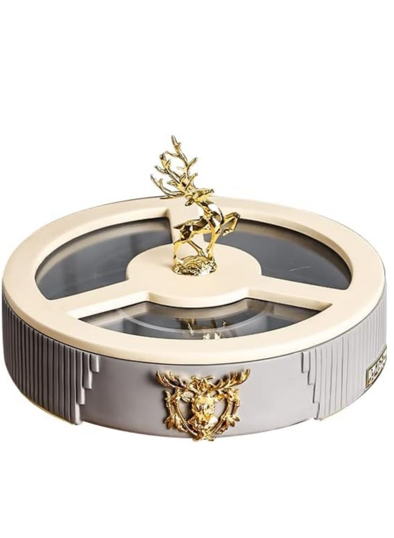 Elegant dried fruits/ nuts resin serving rotating tray ( The Golden Deer ) (Creamy/Dolphin grey) - Image 3