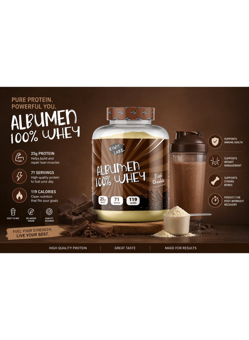EIWIT LABZ Albumen 100% Whey Dutch Chocolate 5lb (2.27kg) – Premium Whey Protein for Muscle Growth, Recovery & Strength - Image 3