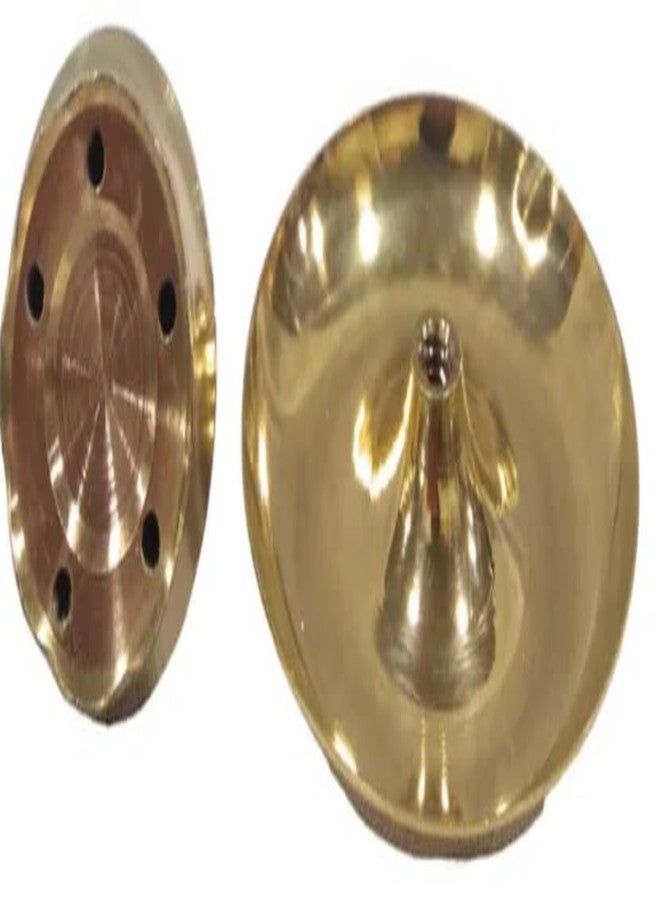 Aditri Creation Brass Incense Holder Lotus Stick Incense Burner and Cone Holder with Ash Catcher Agarbatti Stand Artistic Lotus Plate Tray for Pooja Indian Traditional Festival New year Decorations(Size:-4")(Golden) - Image 4