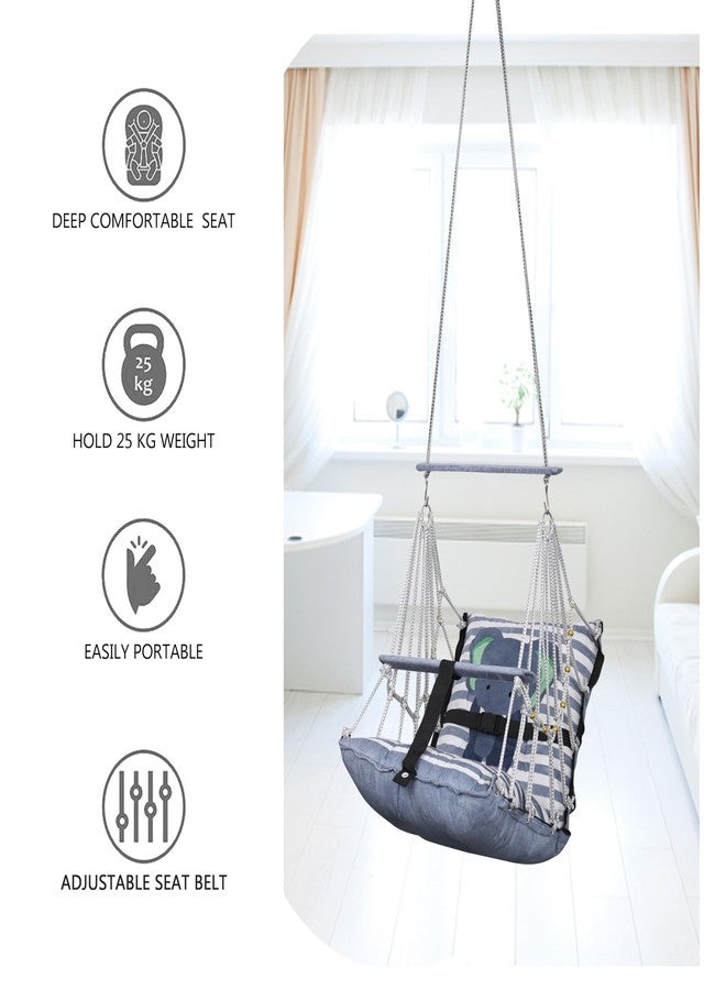 Sprointal® Swing for Kids Swing Cotton Baby Children Folding and Washable 1 to 5 Years Swing Gift Jhula with Safety Belt Easy to Carry & Fun Cradle Chair |Home Garden(Grey Eliphant) - Image 5