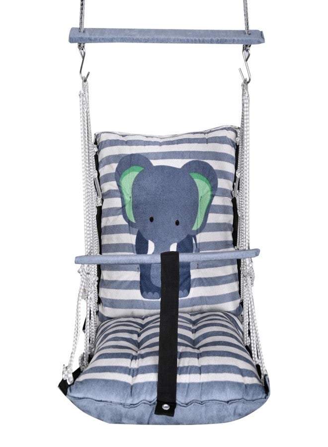 Sprointal® Swing for Kids Swing Cotton Baby Children Folding and Washable 1 to 5 Years Swing Gift Jhula with Safety Belt Easy to Carry & Fun Cradle Chair |Home Garden(Grey Eliphant) - Image 2