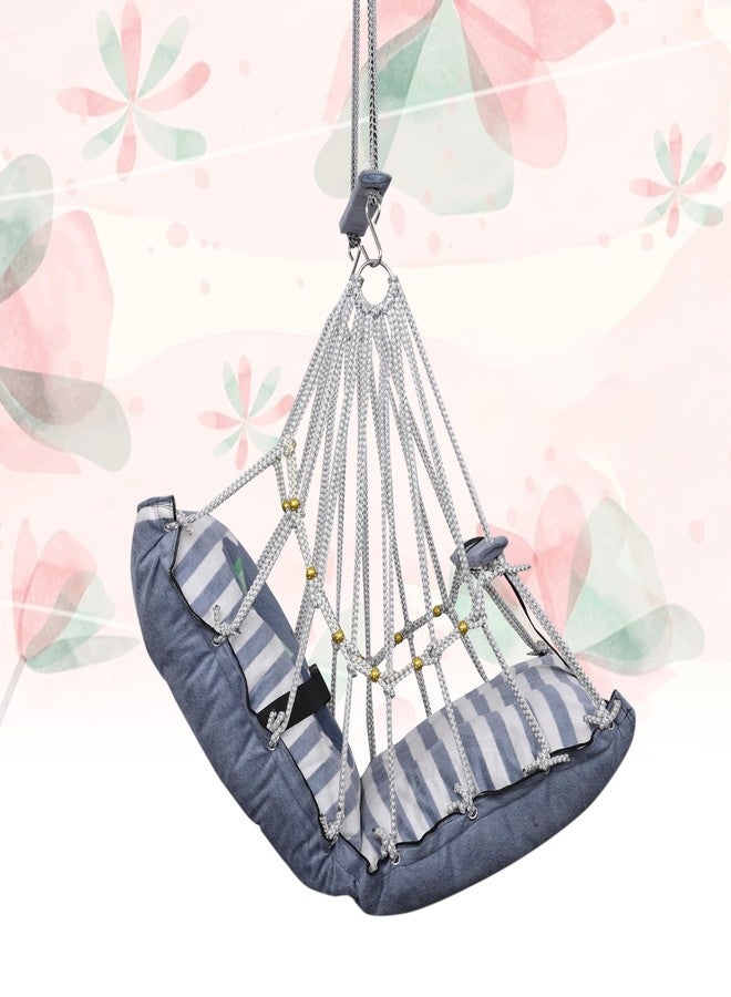 Sprointal® Swing for Kids Swing Cotton Baby Children Folding and Washable 1 to 5 Years Swing Gift Jhula with Safety Belt Easy to Carry & Fun Cradle Chair |Home Garden(Grey Eliphant) - Image 3
