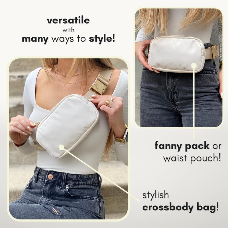 CITRUSY Boutique Belt Bag | Crossbody Fanny Pack for Women Fashionable Cute Mini Everywhere Bum Hip Waist Small Fashion Travel Chest Gold Accessories Adjustable Extended Strap Cream - Image 5