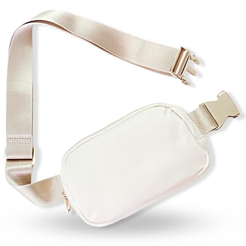 CITRUSY Boutique Belt Bag | Crossbody Fanny Pack for Women Fashionable Cute Mini Everywhere Bum Hip Waist Small Fashion Travel Chest Gold Accessories Adjustable Extended Strap Cream - Image 1