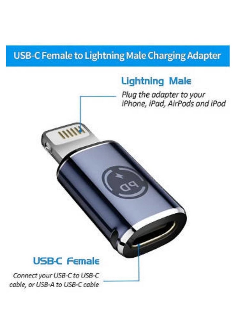 2 Pack Type C Female To Lightning Male Adapter,27W PD Fast Charge Converter,Compatible With iPhone/iPad/iPod/AirPods,Support Data Transfer Charging - Image 2
