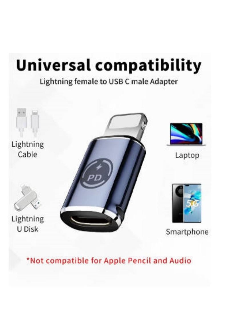 2 Pack Type C Female To Lightning Male Adapter,27W PD Fast Charge Converter,Compatible With iPhone/iPad/iPod/AirPods,Support Data Transfer Charging - Image 4