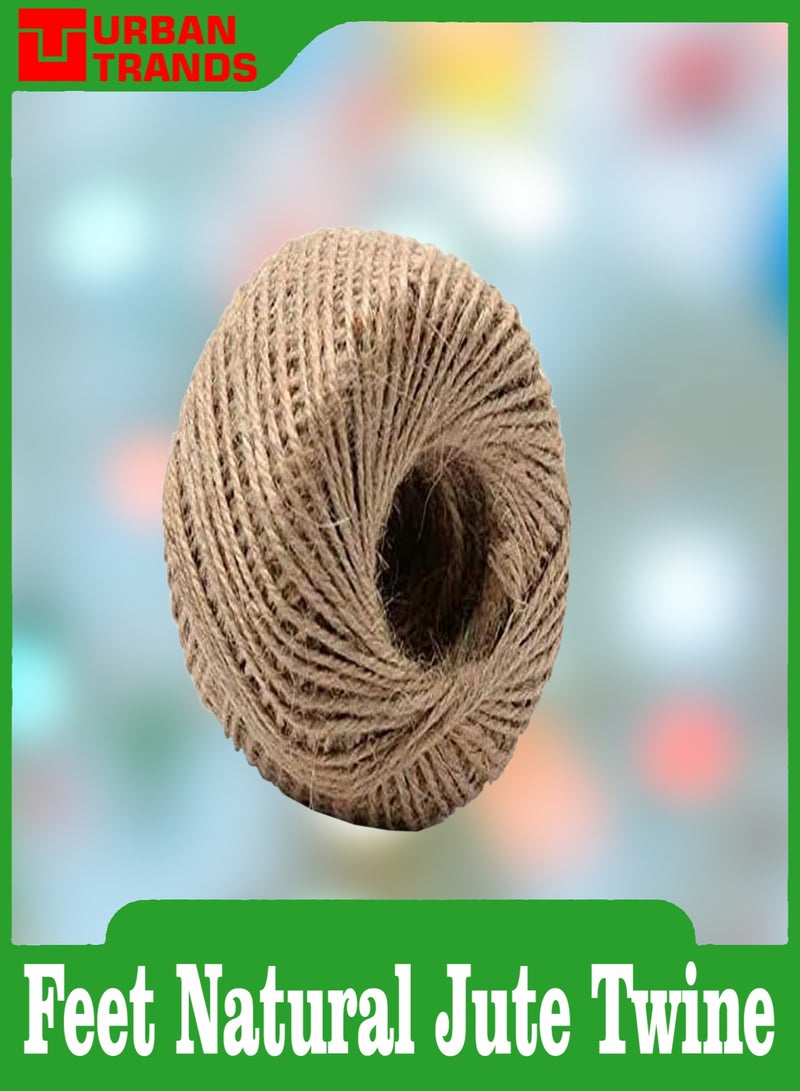 URBANTRANDS Feet Natural Jute Twine 3 Ply Gift Wrapping String DIY Rope Garden Twine Cord for Arts Crafts and Gardening Applications  - Image 1