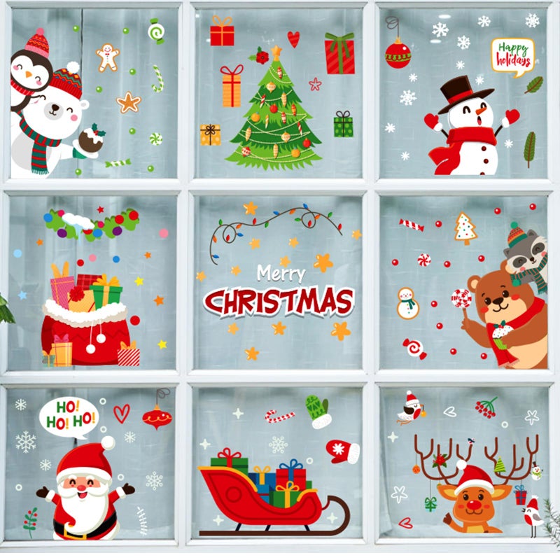 Niviy 120PCS Christmas Window Clings Stickers for Glass  Snowflake Decorations for Indoor and Outdoor Xmas Decals Decorations for Home Deer Santa Claus and Snowflake - Image 2