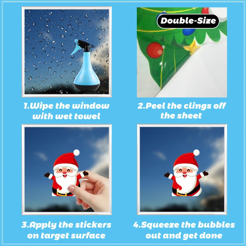 Niviy 120PCS Christmas Window Clings Stickers for Glass  Snowflake Decorations for Indoor and Outdoor Xmas Decals Decorations for Home Deer Santa Claus and Snowflake - Image 5