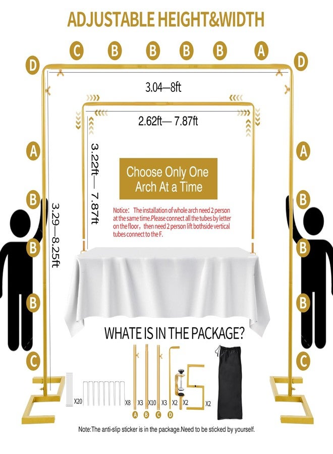 Nisoger 8.2 FT Wedding Arch Rectangle Stand Square Backdrop Stand, Extra Clamps to Table Rod Stand, Adjustable Photo Booth Background Kit, Balloon Arch Stand for Birthday Party Baby Shower Decor - Image 3
