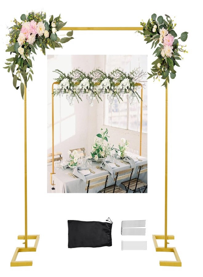 Nisoger 8.2 FT Wedding Arch Rectangle Stand Square Backdrop Stand, Extra Clamps to Table Rod Stand, Adjustable Photo Booth Background Kit, Balloon Arch Stand for Birthday Party Baby Shower Decor - Image 1