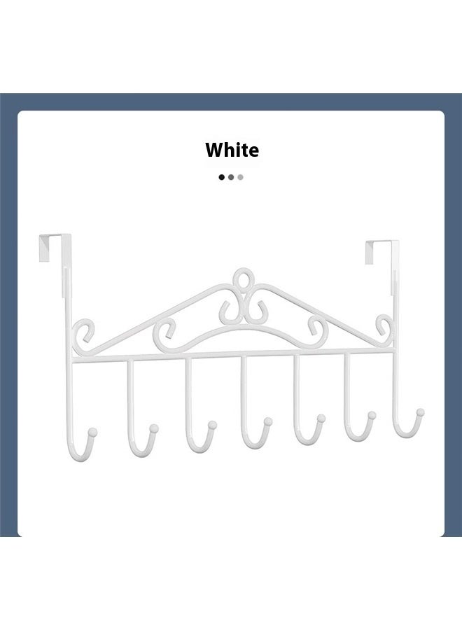 Over The Door Hook Coat Rack & Towel Rack - 7 Hooks, Bathroom Door Hooks, Clothes & Belt Hanger, White  - Image 2