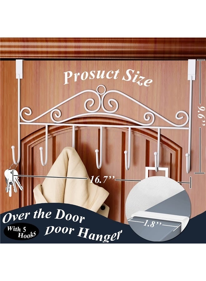 Over The Door Hook Coat Rack & Towel Rack - 7 Hooks, Bathroom Door Hooks, Clothes & Belt Hanger, White  - Image 3