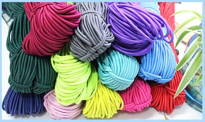 30 YARDS HEAVY STRETCH ROUND STRING ELASTIC CORD FOR MASK STRING 18INCH 3MM MIX COLOR