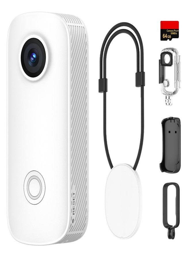SJCAM C100PRO 4K POV Camera Cycling Combo,2.5H Power, 32g Ultra-Light Thumb Action Camera, Magnetic Wearable Body Cam for Vlogging,30m Waterproof Underwater, Mini Video Camera for Travel,White - Image 1