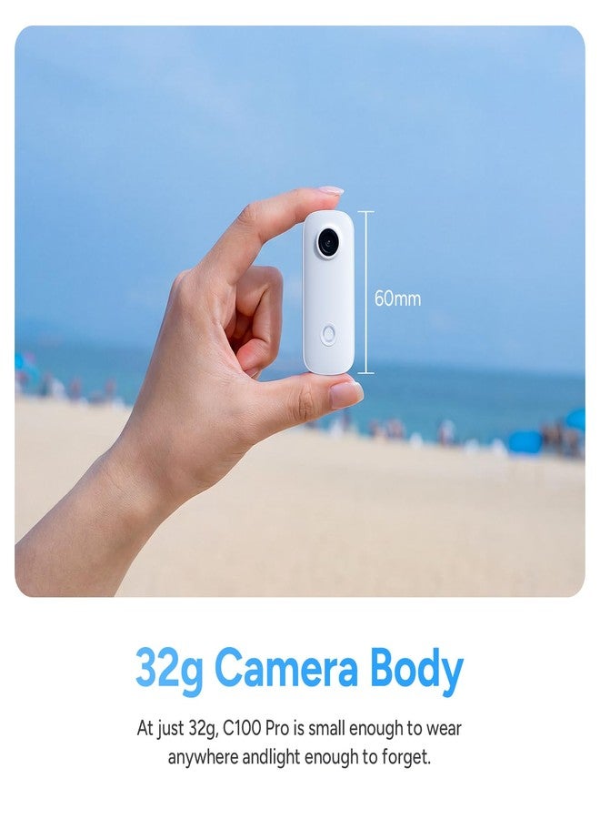 SJCAM C100PRO 4K POV Camera Cycling Combo,2.5H Power, 32g Ultra-Light Thumb Action Camera, Magnetic Wearable Body Cam for Vlogging,30m Waterproof Underwater, Mini Video Camera for Travel,White - Image 4