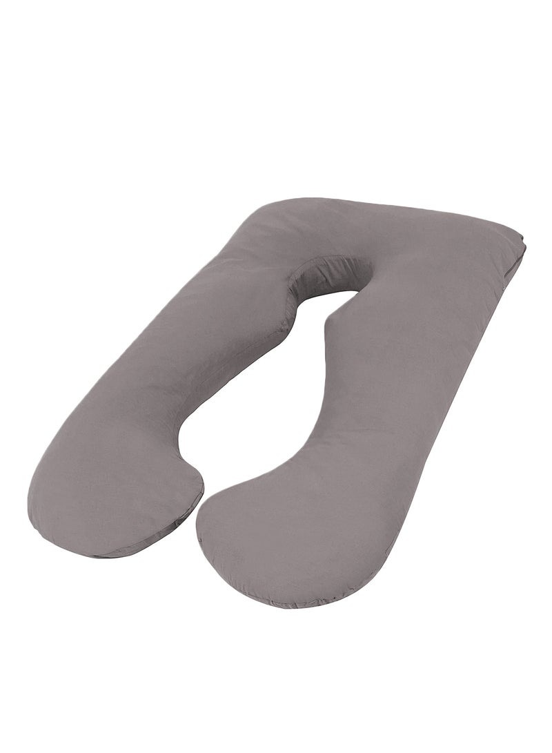 سليب نايت وسادة حمل وأمومة مريحة على شكل حرف U مع غطاء قابل للإزالة والغسل، وسادة حمل لدعم الجسم بالكامل للنوم، رمادي - Image 1