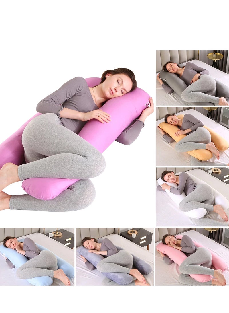 سليب نايت وسادة حمل وأمومة مريحة على شكل حرف U مع غطاء قابل للإزالة والغسل، وسادة حمل لدعم الجسم بالكامل للنوم، رمادي - Image 2