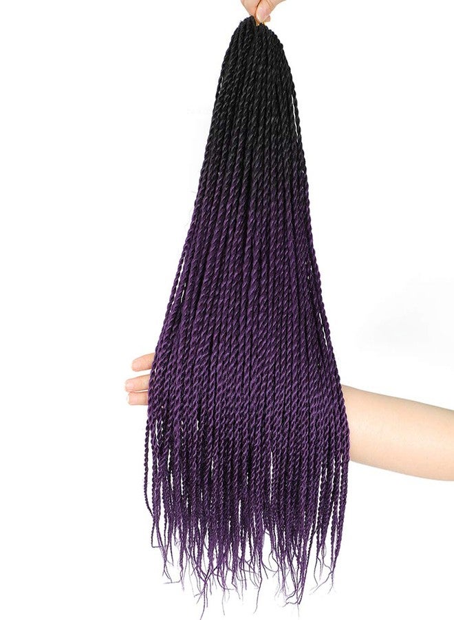 إكس كوكو مجموعة من 6 وصلات شعر كروشيه سنغالي مموجة، ضفائر بوكس بنفسجية متدرجة، وصلات شعر صناعية، 30 جذر/العبوة، وصلات شعر كروشيه هافانا صغيرة، 24 بوصة (1B/بنفسجي، 600 غرام/العبوة). - Image 1