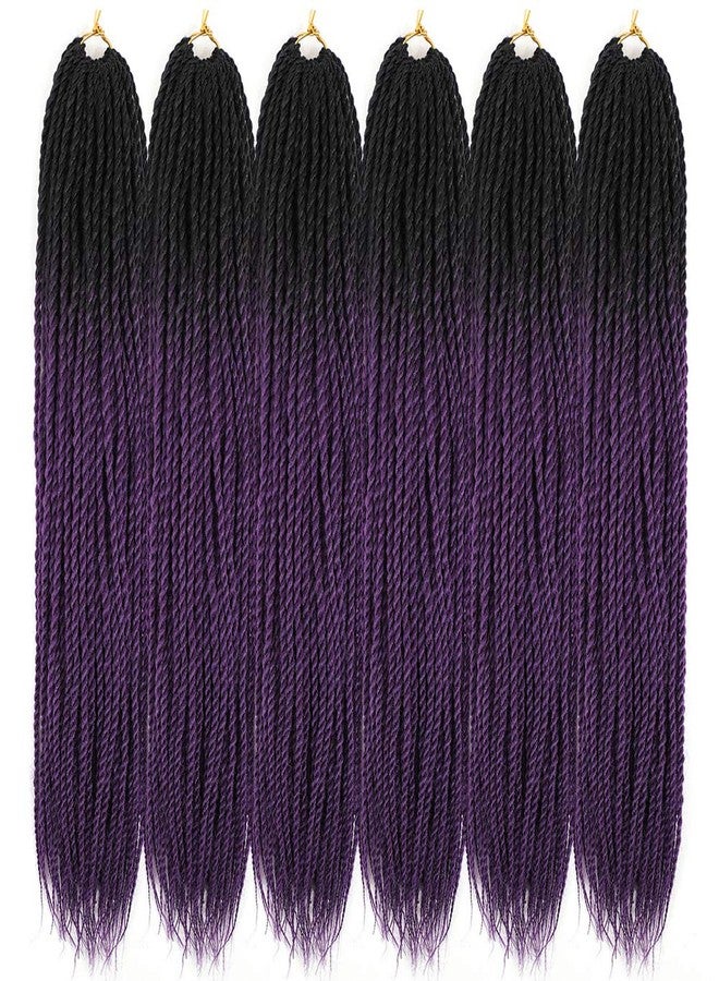 إكس كوكو مجموعة من 6 وصلات شعر كروشيه سنغالي مموجة، ضفائر بوكس بنفسجية متدرجة، وصلات شعر صناعية، 30 جذر/العبوة، وصلات شعر كروشيه هافانا صغيرة، 24 بوصة (1B/بنفسجي، 600 غرام/العبوة). - Image 2