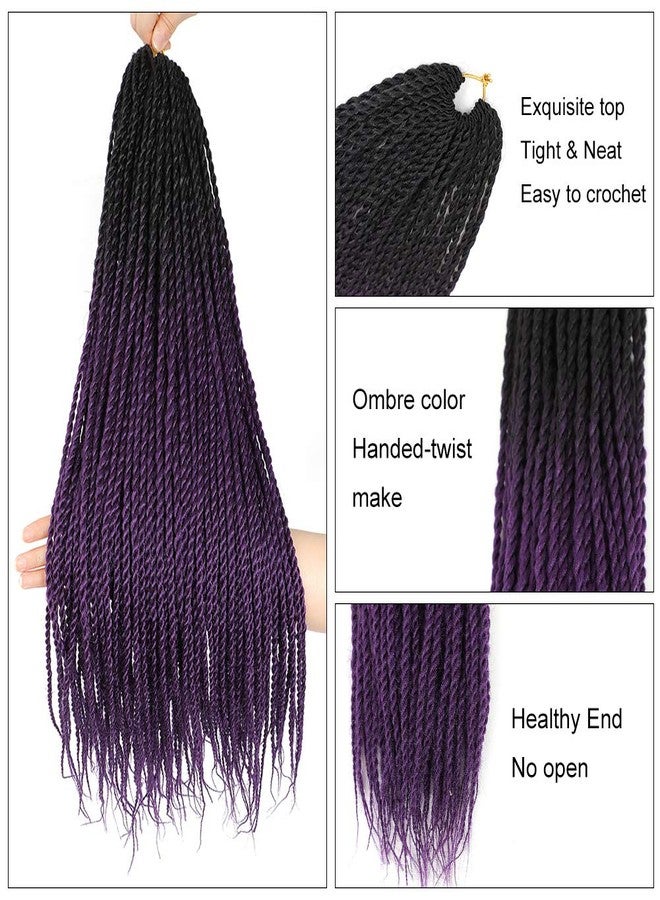 إكس كوكو مجموعة من 6 وصلات شعر كروشيه سنغالي مموجة، ضفائر بوكس بنفسجية متدرجة، وصلات شعر صناعية، 30 جذر/العبوة، وصلات شعر كروشيه هافانا صغيرة، 24 بوصة (1B/بنفسجي، 600 غرام/العبوة). - Image 4